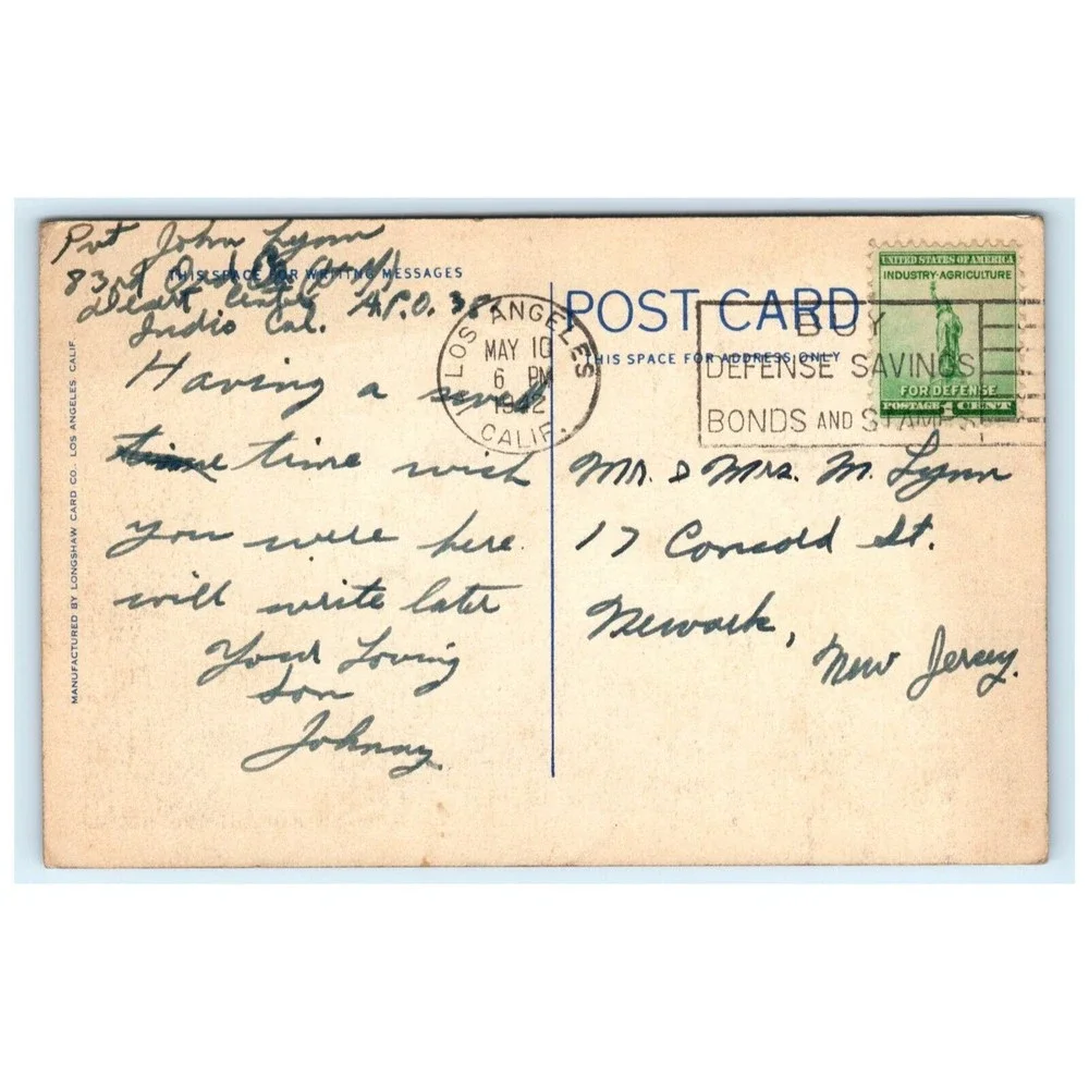 Vintage Postcard Los Angeles Hollywood California Earl Carroll‎ Theater Posted